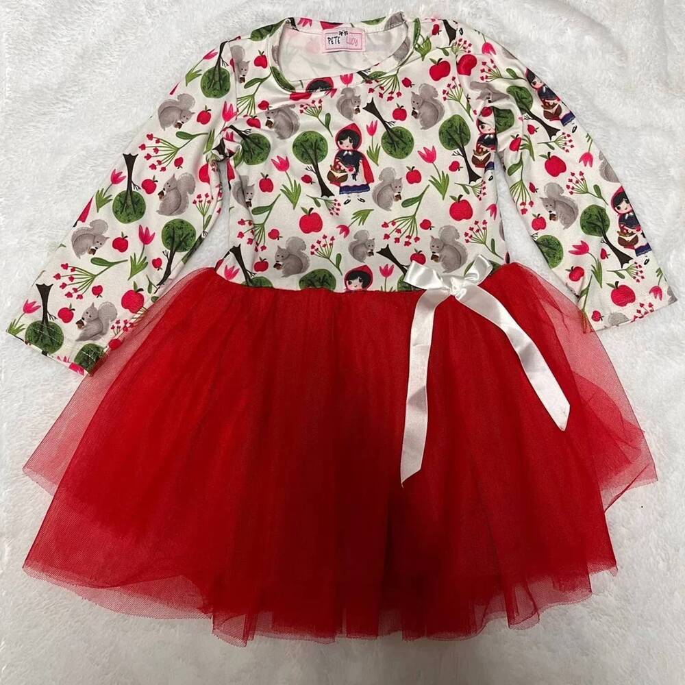 NEW PETE + LUCY girls little red riding hood tulle dress
